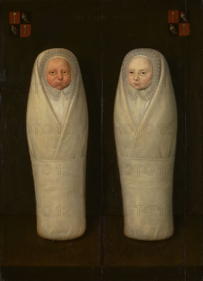 Portrait of Swaddled Twins: The Early-Deceased Children of Jacob de Graeff and Aeltge Boelens, c1617 Creator: Unknown.