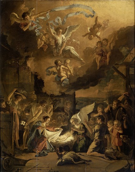 The Adoration of the Shepherds, 1663. Creator: Abraham Hondius.