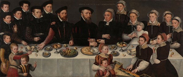 Pierre de Moucheron (1508-67), his Wife Isabeau de Gerbier, their eighteen Children, their Son-in-La Creator: Anon.