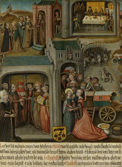 Four scenes from the legend of St Elizabeth of Hungary, c.1500. Creator: Anon.