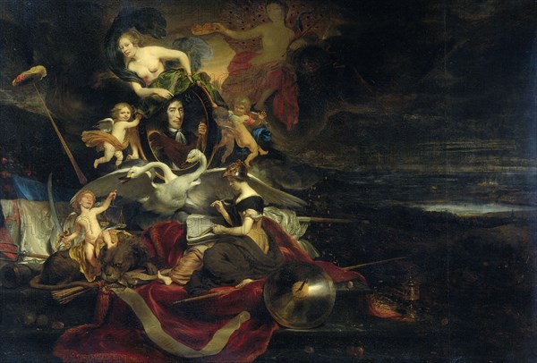 Allegory on the Dutch Raid on the Medway (1667), with a Portrait of Cornelis de Witt, 1668. Creator: Cornelis Bisschop.