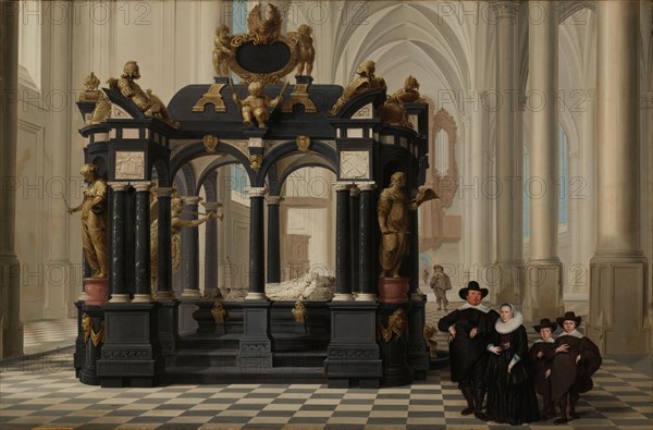 A Family beside the Tomb of Prince William i in the Nieuwe Kerk, Delft, 1645. Creator: Dirck van Delen.