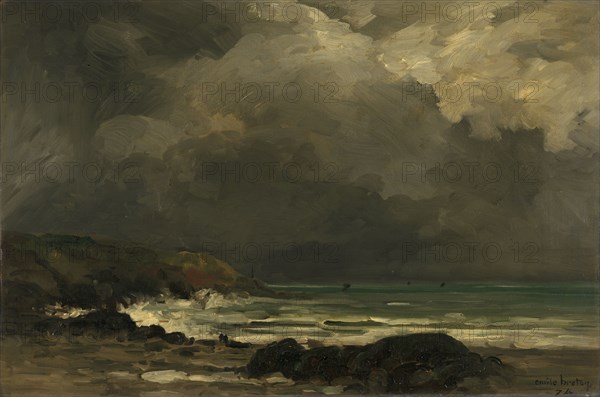 The Breakers, 1874. Creator: Emile Breton.