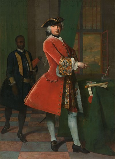 Portrait of Jan Pranger and an Enslaved Servant, 1742. Creator: Frans van der Mijn.