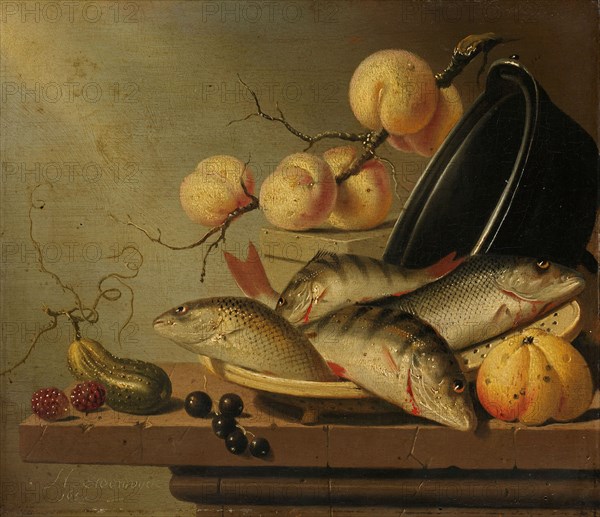 Still Life with Fish and Fruit, 1652. Creator: Harmen Steenwijck.