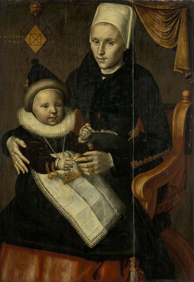 Mother and Child in Noord-Holland Costume, 1601. Creator: Jan Claesz.