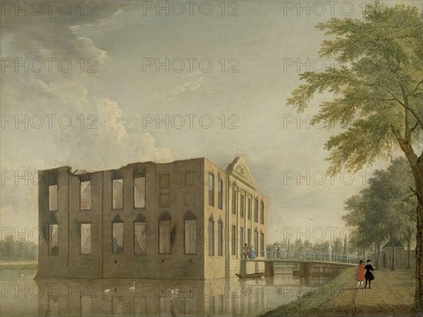 Berckenrode Castle in Heemstede after the Fire, 1747. Creator: Jan ten Compe.