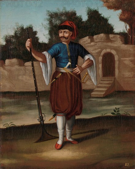 Albanian Soldier, 1700-1737. Creator: Workshop of Jean Baptiste Vanmour.