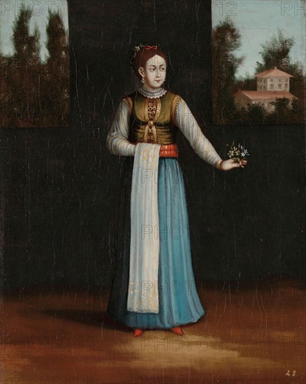 Woman from the Albanian Coast, 1700-1737. Creator: Workshop of Jean Baptiste Vanmour.