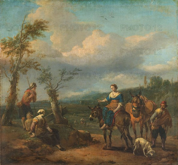 Italian Landscape with Figures, 1650-1674. Creator: Johannes Lingelbach.