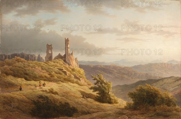 Mountainous Landscape with a Ruin, 1849. Creator: Louwrens Hanedoes.