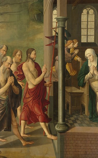 Panel of an Altarpiece with Dispute with the Doctors, on verso is Appearance of Christ to his Mother Creator: Master of Alkmaar.