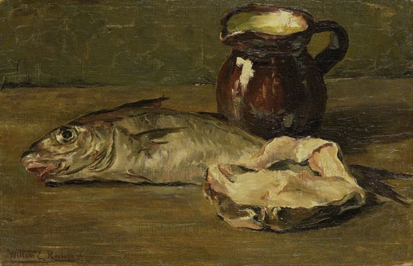 Still life with cod, 1896. Creator: Willem Roelofs.