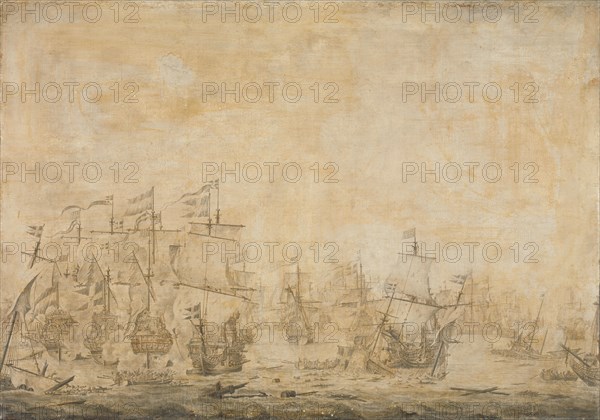 Battle between the Dutch and Swedish Fleets, in the Sound, 8 November 1658, 1658-1693. Creator: Willem van de Velde I.
