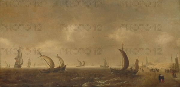 Seascape off Scheveningen Beach, c.1629. Creator: Willem Van Diest.