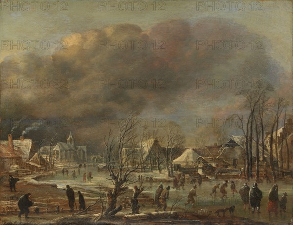 Winter Landscape with Church and Farmhouses, c.1775. Creator: Unknown.