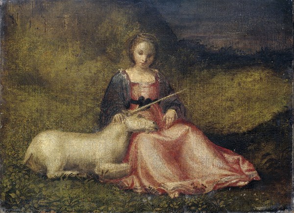 Woman with Unicorn, c.1510. Creator: Anon.