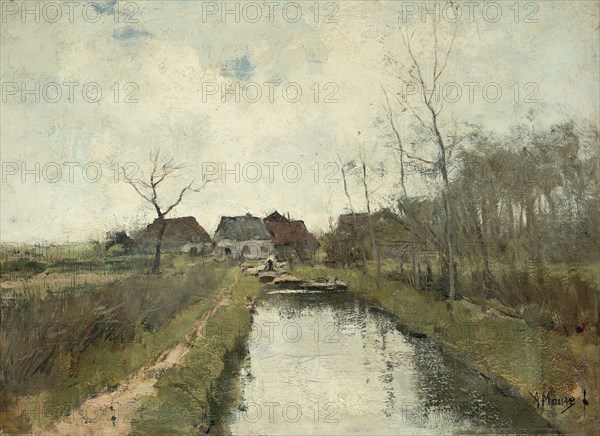 Houses on a dyke, 1870-1888.  Creator: Anton Mauve.