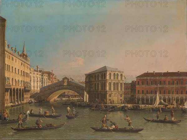 The Grand Canal with the Rialto Bridge and the Fondaco dei Tedeschi, 1707-1750. Creator: Unknown.