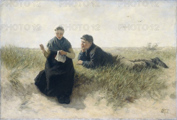 Boy and Girl in the Dunes, 1870-1890. Creator: David Adolf Constant Artz.