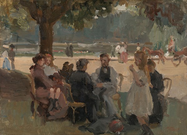 In the Bois de Boulogne near Paris, c.1906. Creator: Isaac Lazerus Israels.