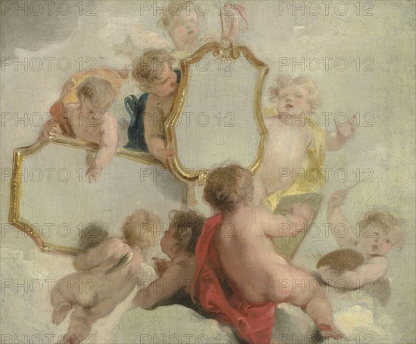 Putti with Mirrors, 1725-1744. Creator: Jacob de Wit.