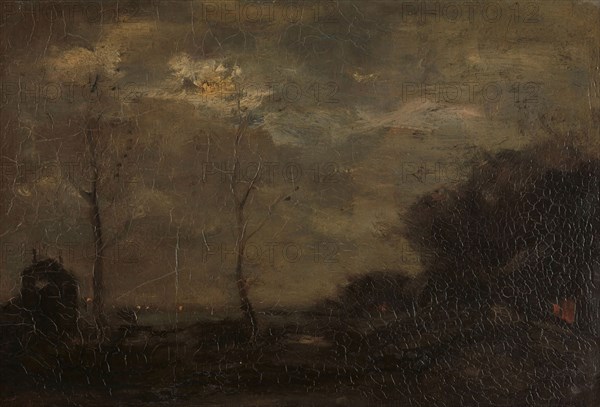 Canal by moonlight, 1882.  Creator: Jacob Henricus Maris.