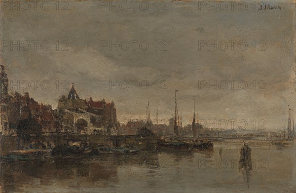 The Schreierstoren with the bridge over the Gelderse Kade in Amsterdam, 1872-1876. Creator: Jacob Henricus Maris.