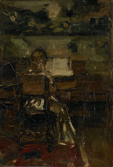 Girl at the piano, c.1889.  Creator: Jacob Henricus Maris.