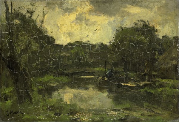 Landscape with barge, c.1886. Creator: Jacob Henricus Maris.