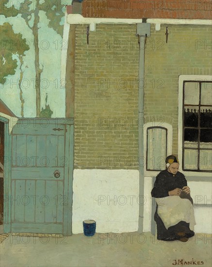Woman in front of her house, 1914.  Creator: Jan Mankes.