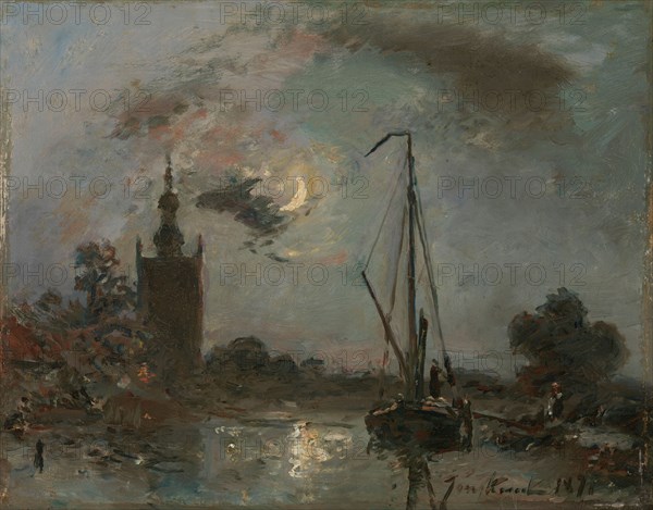 Overschie in the Moonlight, 1871. Creator: Johan Barthold Jongkind.