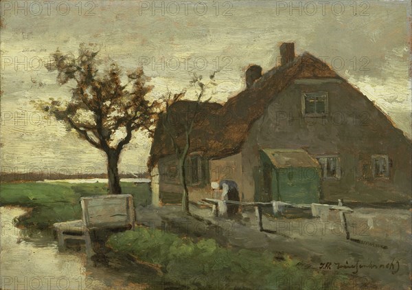 Farmhouse on a canal, 1870-1903.  Creator: Jan Hendrik Weissenbruch.