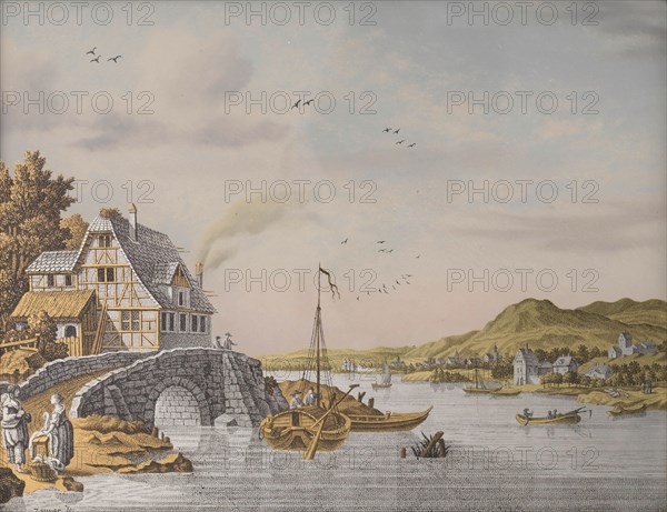 Houses along a River, 1770-1814. Creator: Jonas Zeuner.