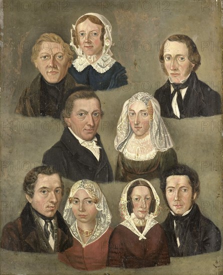 Portrait of the Artist's Parents, Douwe Martens Teenstra and Barber Hindriks Siccama with Members of Creator: Kornelis Douwes Teenstra.