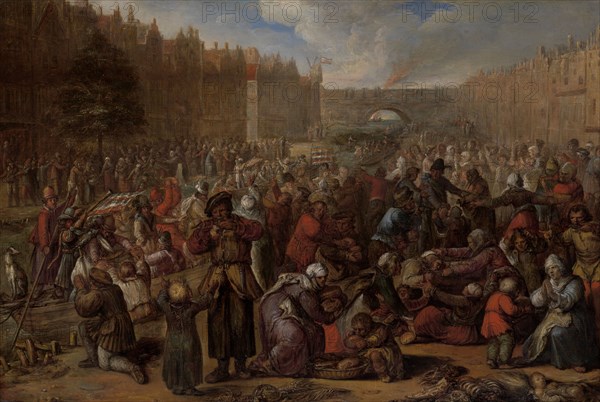 The Famished People after the Relief of the Siege of Leiden, 1574-1629. Creator: Otto Van Veen.