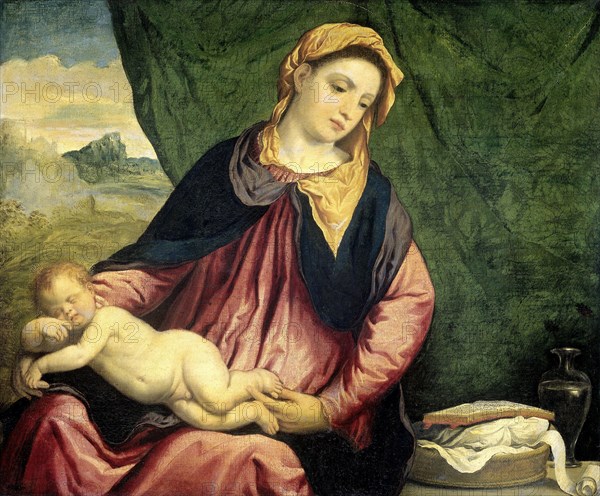 Madonna with Sleeping Child, 1540-1560. Creator: Paris Bordone.