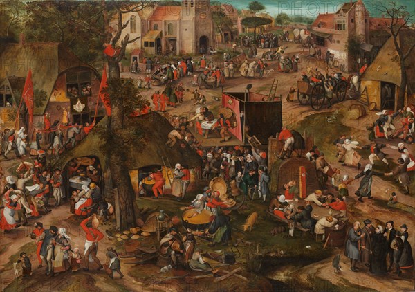 A Flemish Kermis with a Performance of the Farce ‘Een cluyte van Plaeyerwater’, c.1570. Creator: Peeter Baltens.