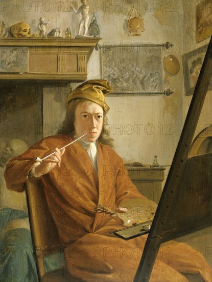 Portrait of a Painter, perhaps the Artist Himself, 1730. Creator: Aert Schouman.