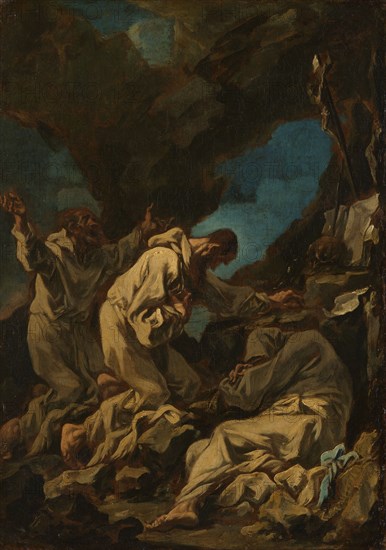 Three Camaldolese Monks in Ecstatic Prayer, 1710-1740. Creator: Alessandro Magnasco.