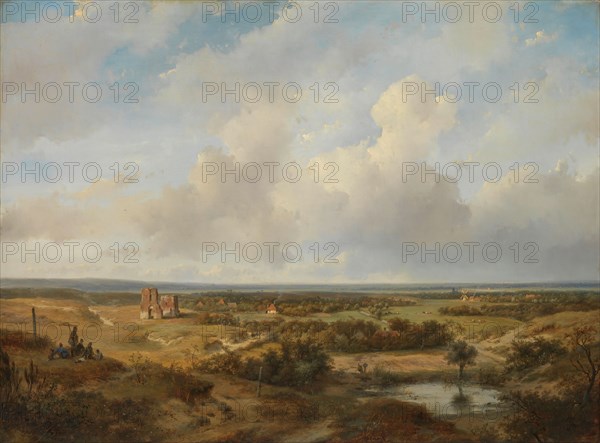 View of the Dunes with the Ruins of Brederode Castle near Santpoort, 1844. Creator: Andreas Schelfhout.