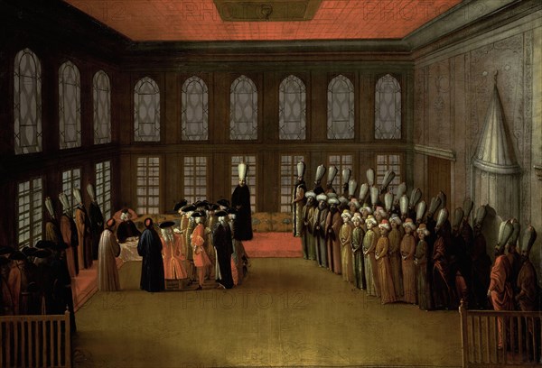 An Ambassador's Audience with the Grand Vizier in his Yali on the Bosporus (Ambassador Cornelis Calk Creator: Anon.