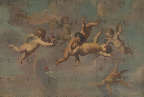 Tumbling Putti with Flowers, c.1650. Creator: Anon.