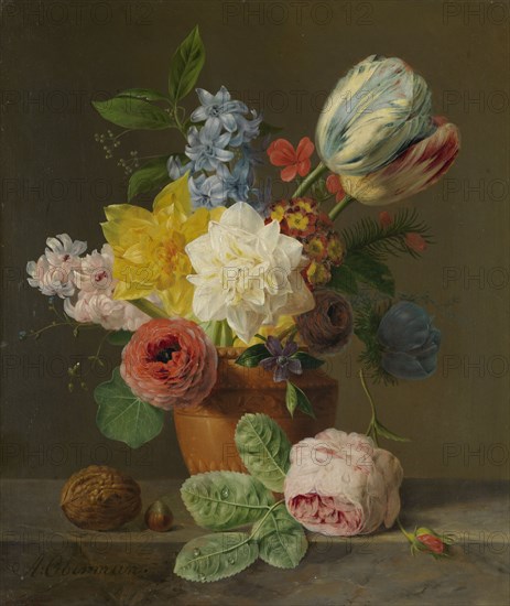 Still Life with Flowers and Nuts, c.1830. Creator: Anthony Oberman.