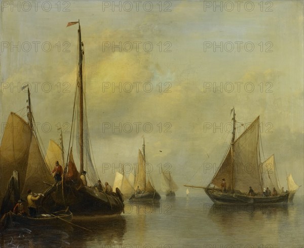 Fishing Boats on calm Water, 1840-1850. Creator: Antonie Waldorp.