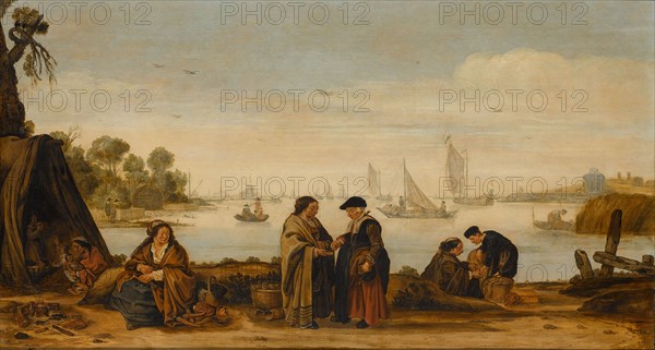 River landscape with Women Fortune-Telling, c.1625-c.1630. Creator: Arent Arentsz.