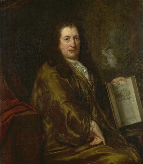 Portrait of Caspar Commelin, bookseller, newspaper publisher and author of the official history of A Creator: David van der Plas.