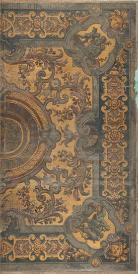 Ornamental ceiling painting with representations of putti in the corners, 1695-1755. Creator: Elias van Nijmegen.