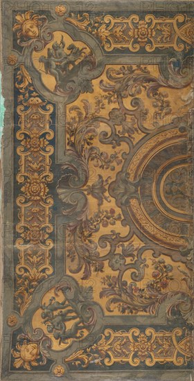 Ornamental ceiling painting with representations of putti in the corners, 1695-1755. Creator: Elias van Nijmegen.