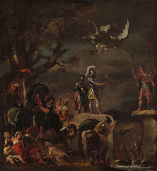 The Peace Negotiations between Claudius Civilis and Quintus Petillius Cerealis on the Demolished Bri Creator: Ferdinand Bol.